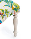 Rear view of handmade monkey parasol print button back accent chair