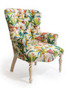 Exotic monkey and parasol print button back occasional chair handmade in the UK - Sohowells