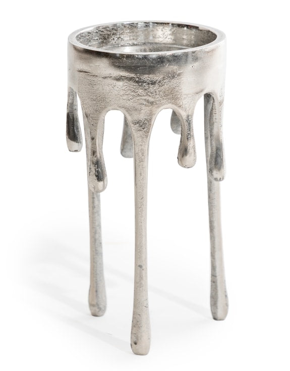 Large Raw Nickel "Dali" Drip Candle Holder