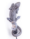 Antique Silver Iguana Wall / Table Lamp