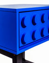 Blue "Ogel" Block Solid Wood Single Drawer Bedside Table