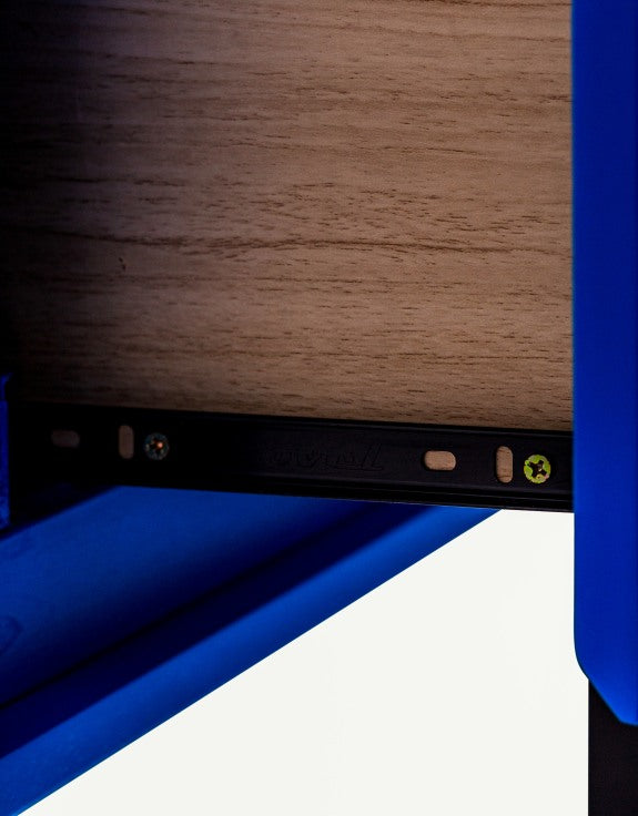 Blue "Ogel" Block Solid Wood Single Drawer Bedside Table