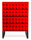 Red "Ogel" Block Solid Wood 4 Drawer Chest