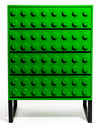 Green "Ogel" Block Solid Wood 4 Drawer Chest