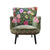 Emma hand-embroidered armchair in olive green velvet with multicoloured floral embroidery - Sohowells