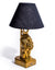 Antique Gold Lion Table Lamp w/ Black Shade