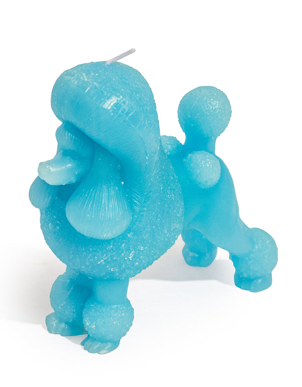 Light Blue Poodle Candle