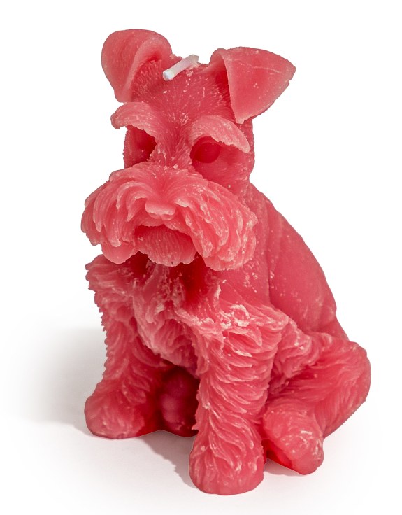 Dusky Pink Minature Schnauzer Candle