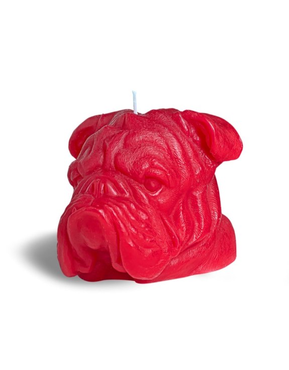 Crimson Large Bulldog Candle