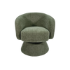 Manon khaki chenille swivel armchair with compact rounded frame - Sohowells