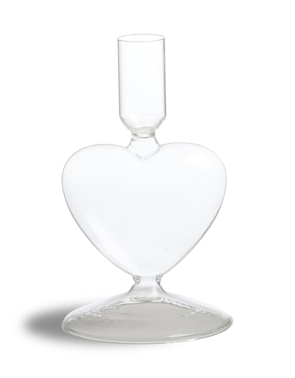 Clear Glass Heart Candle Holder