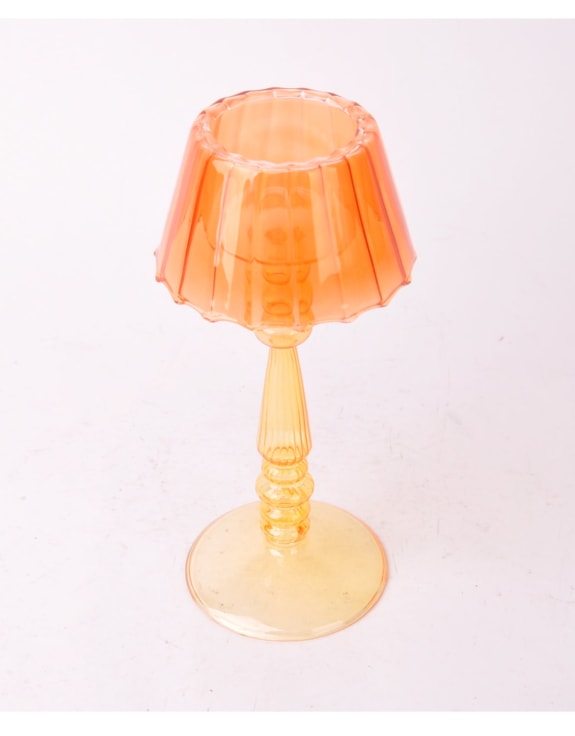 Orange/Yellow Lamp-Style Glass Tealight Holder