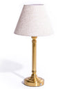 Ribbed Brass Rechargeable Table Lamp with Oatmeal Shade