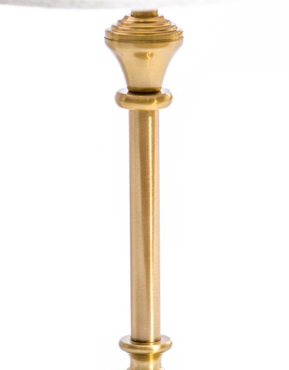 Classic Brass Rechargeable Table Lamp w/ Cylinder Oatmeal Shade