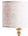 Large Classic Brass Rechargeable Table Lamp w/ Cylinder Oatmeal Shade