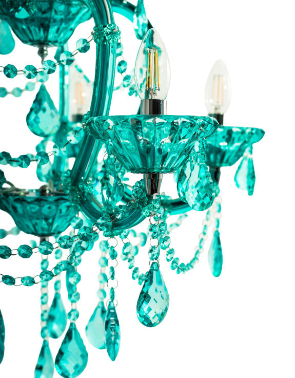 Aqua Blue 5 Branch Murano Chandelier