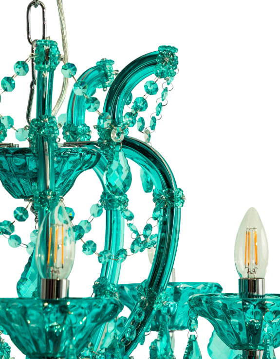 Aqua Blue 5 Branch Murano Chandelier