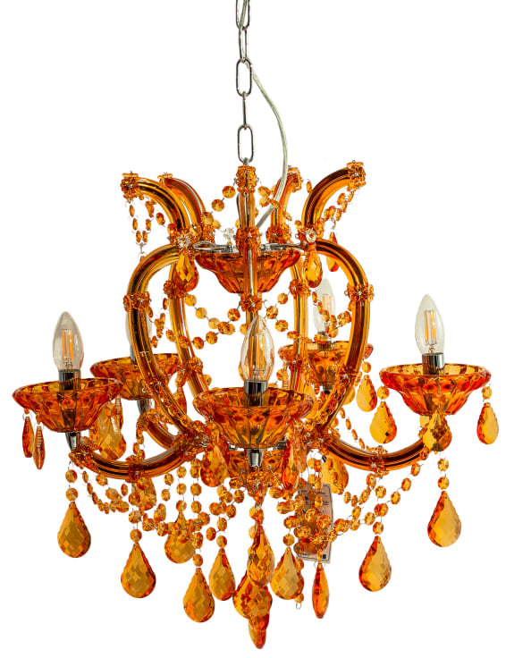 Amber 5 Branch Murano Chandelier