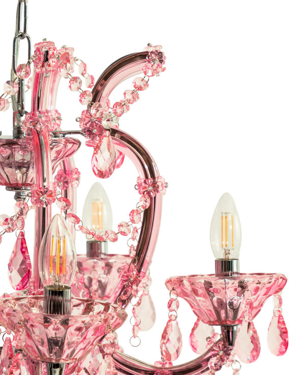 Rose Pink 5 Branch Murano Chandelier