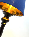 Matt Black & Brass Rechargeable Table Lamp w/ Royal Blue Shade