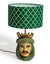 Sicilian King Moor Head Table Lamp w/ Green Pattern Shade