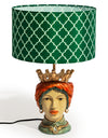 Sicilian Queen Moor Head Table Lamp w/ Green Pattern Shade