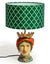 Sicilian Queen Moor Head Table Lamp w/ Green Pattern Shade