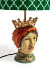 Sicilian Queen Moor Head Table Lamp w/ Green Pattern Shade