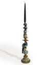 Antiqued Ornate Blue/White Parrot Candle Holder - LH