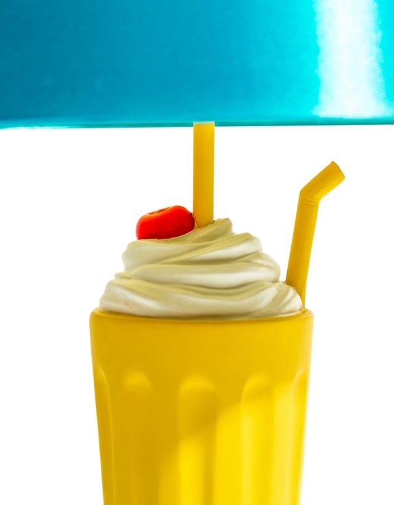 Milkshake Table Lamp with Blue Shade