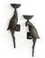 Pair of Large Distressed Black Metal Parrot Wall Sconces