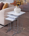 Aura Square Nest of Tables Set of 3 | High Gloss Membrane MDF Top & Chrome Titanium Frame