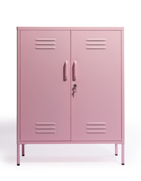 Medium Steel Metal Locker in Baby Pink
