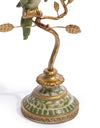 Antiqued Ornate Branch Green/Gold Parrot Candle Holder