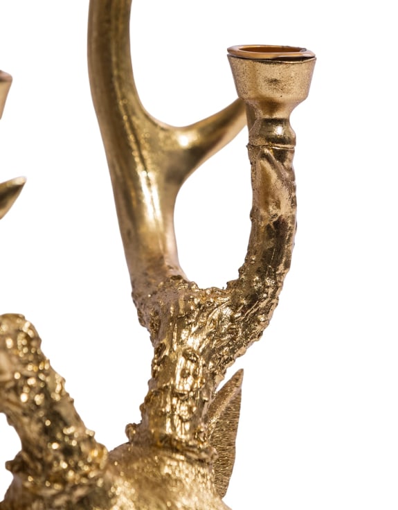 Gold Stag Head Candle Holder