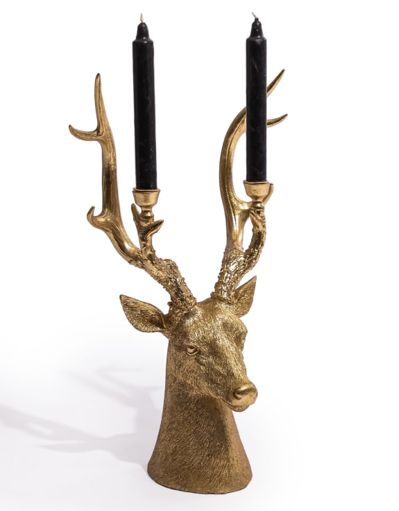 Gold Stag Head Candle Holder
