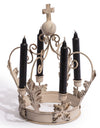 Antique White Metal Crown Candle Holder