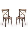 Pair of Reclaimed Elm Cross-Back Dining Chairs (MAIL ORDER BOXED)