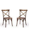 Pair of Reclaimed Elm Cross-Back Dining Chairs (MAIL ORDER BOXED)