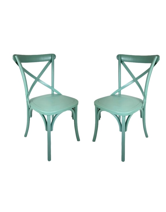 Pastel Mint Green Reclaimed Elm Cross-Back Dining Chair (MAIL ORDER BOXED)