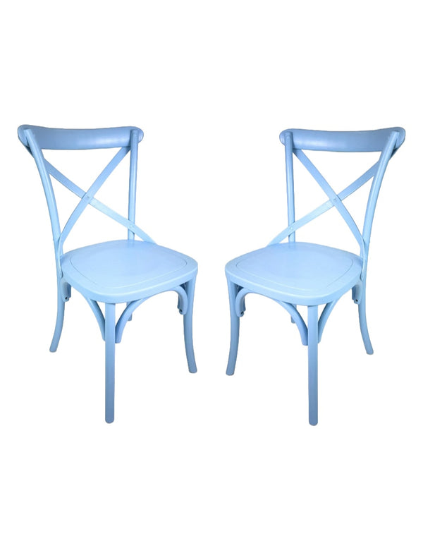 Pastel Blue Reclaimed Elm Cross-Back Dining Chair (MAIL ORDER BOXED)