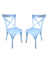Pastel Blue Reclaimed Elm Cross-Back Dining Chair (MAIL ORDER BOXED)