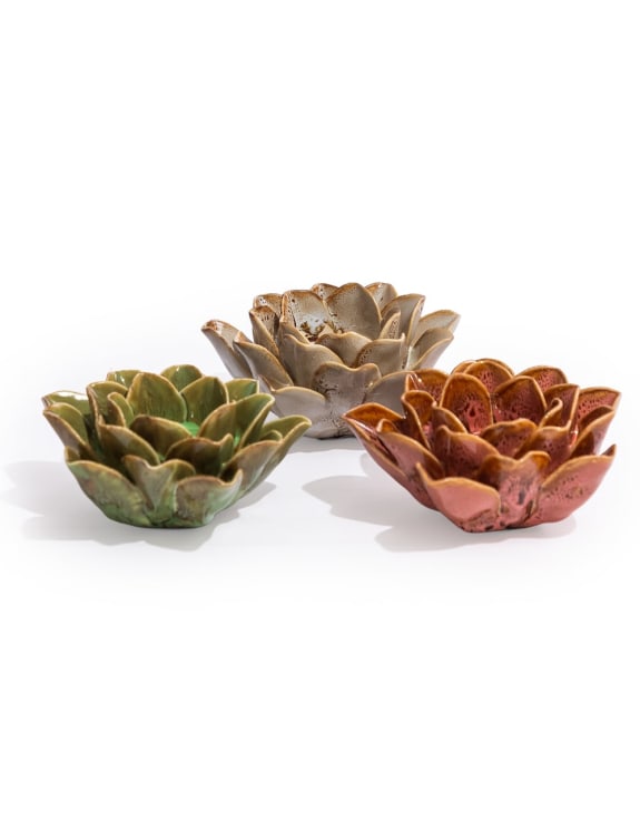 Mottled Pink Floral Ceramic Tealight Holder (to be bought in qtys of 4)