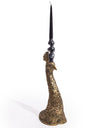 Antique Gold Peacock Head Candle Holder