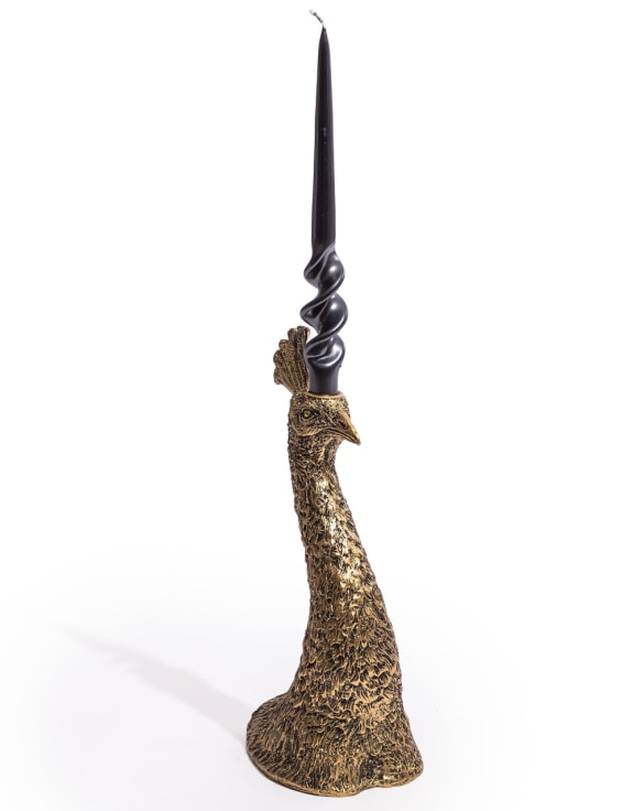 Antique Gold Peacock Head Candle Holder