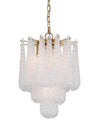 Brass w/ Clear Bubbled Glass "Gicel" Chandelier