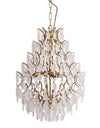 Large Antique Gold Multi Teardrop Chandelier w/ Frosted Crystals