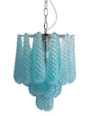 Chrome w/ Blue Bubbled Glass "Gicel" Chandelier