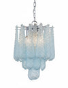 Chrome w/ Blue Bubbled Glass "Gicel" Chandelier