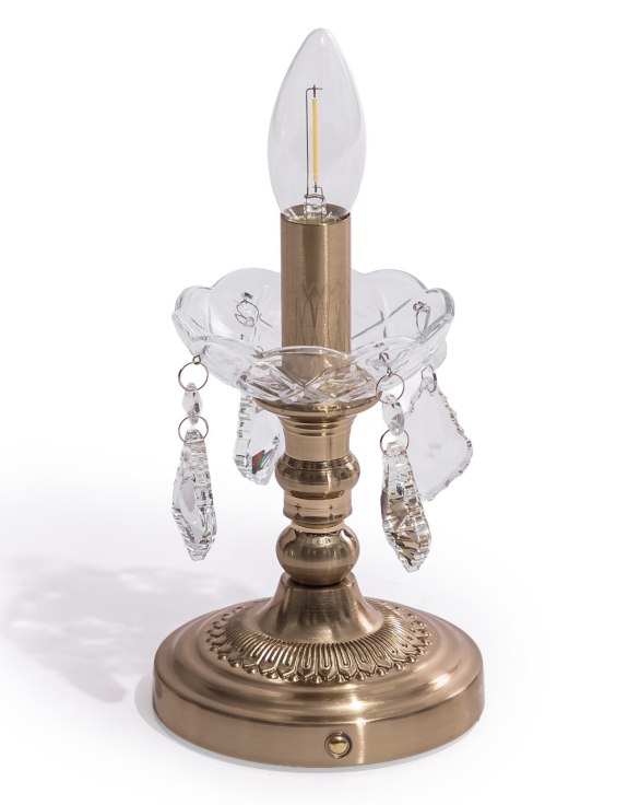 Ornate Brass Rechargeable Table Lamp